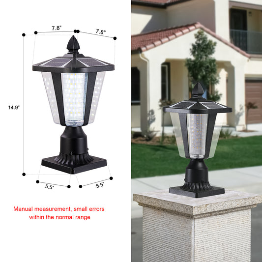 15 H Solar Powered Outdoor Lantern, Modern Garden Light With LED For Pathways, Yards, And Driveways 2-Pack