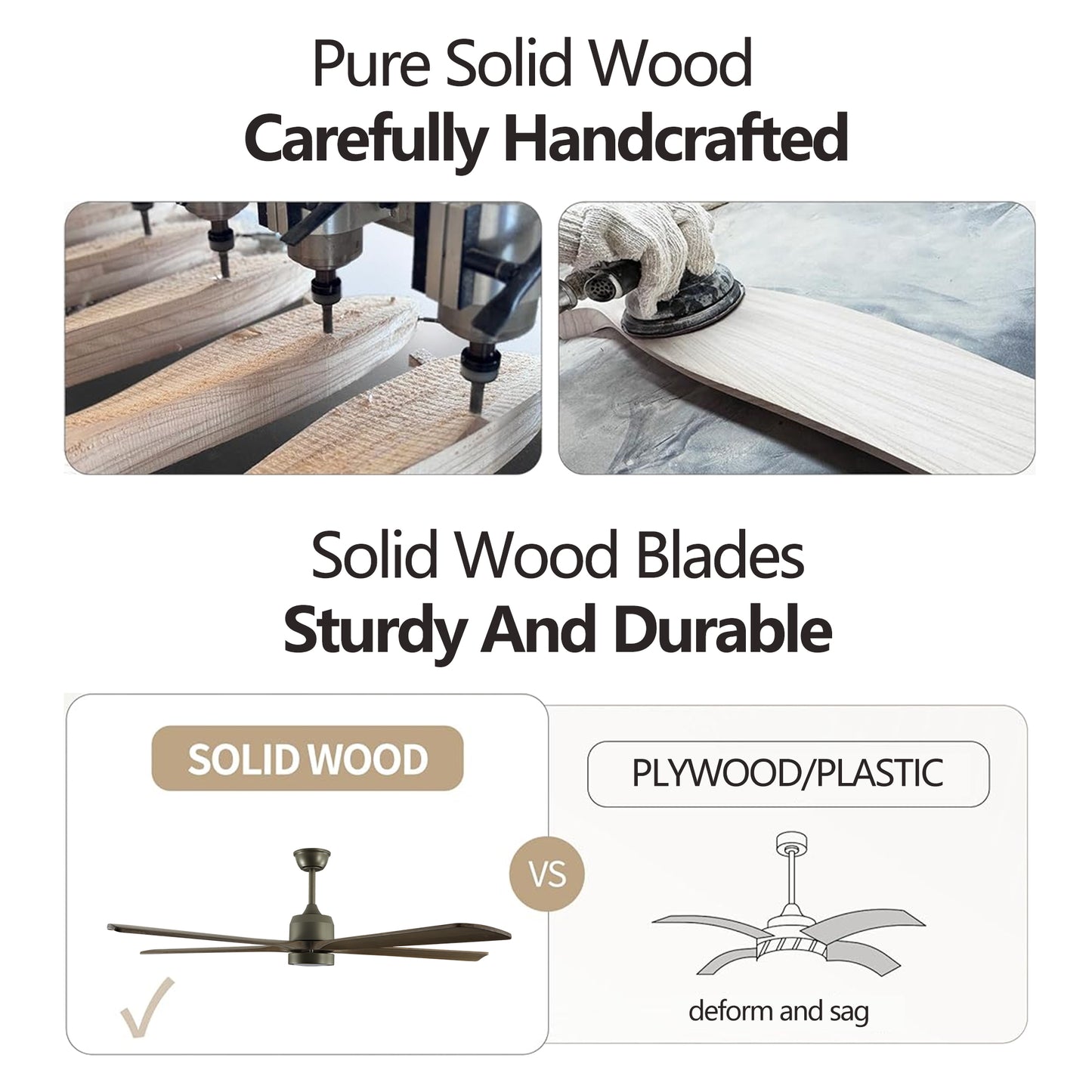 60  Modern Wood Ceiling Fan With Light And Remote Control,6-Speed Noiseless Reversible DC Motor, Ceiling Fan For Kitchen Dinning Living Room