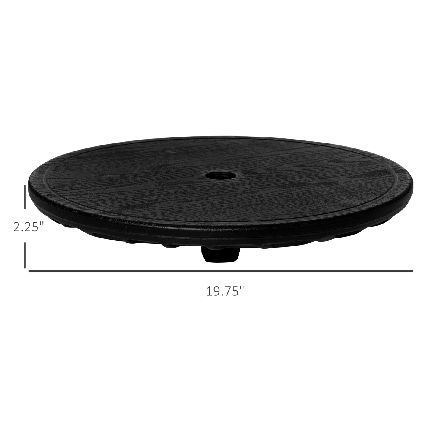 20" Umbrella Table Tray, Easy To Install Table-Top, Round Portable For Swimming Pool, Beach, Patio, Deck, Garden, Black