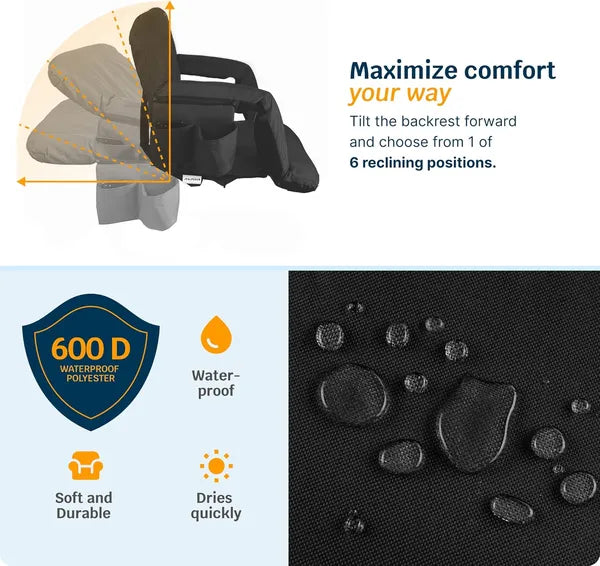 Alpcour Heated Reclining Stadium Seat For Bleachers With Back Support