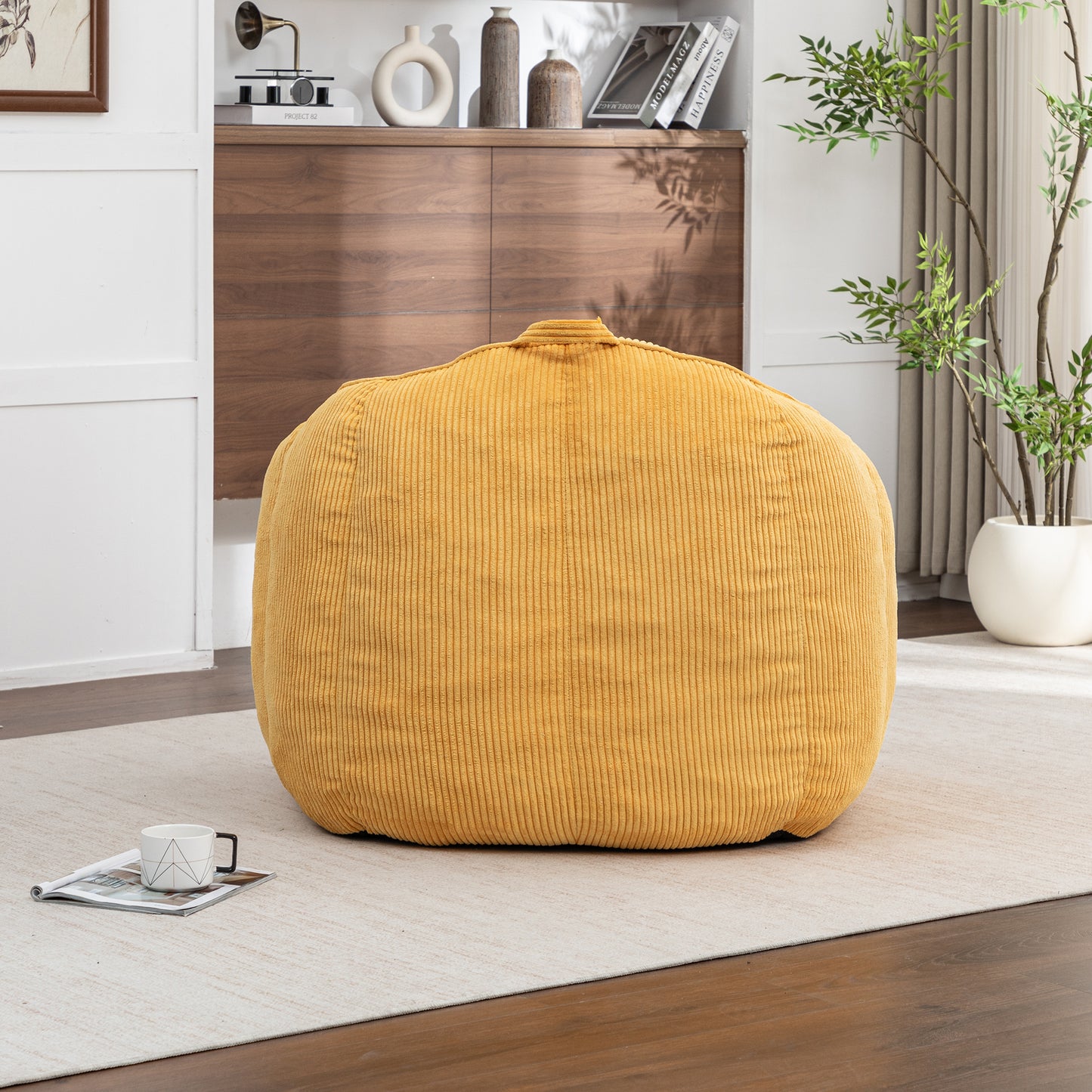 Giant Bean Bag Chair Sofa For Adults Teens, Comfy Corduroy Large Bean Bag Chairs With Armrests For Bedroom Living Room, BeanBag Lazy Sofa Couch Chairs With Filler Included