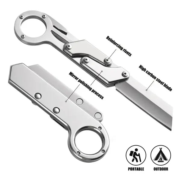 Stainless Steel Compact Folding Knife - Lightweight, Sharp Blade, Two-handed Grip, Durable Design For Outdoor Survival And Tactical Use - The Perfect Gift For Men