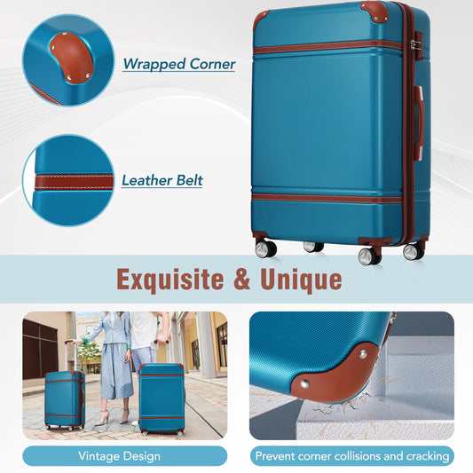 Hardshell Luggage Sets 3 Pieces 20  28  Luggages And Cosmetic Case Spinner Suitcase With TSA Lock  Lightweight,Blue