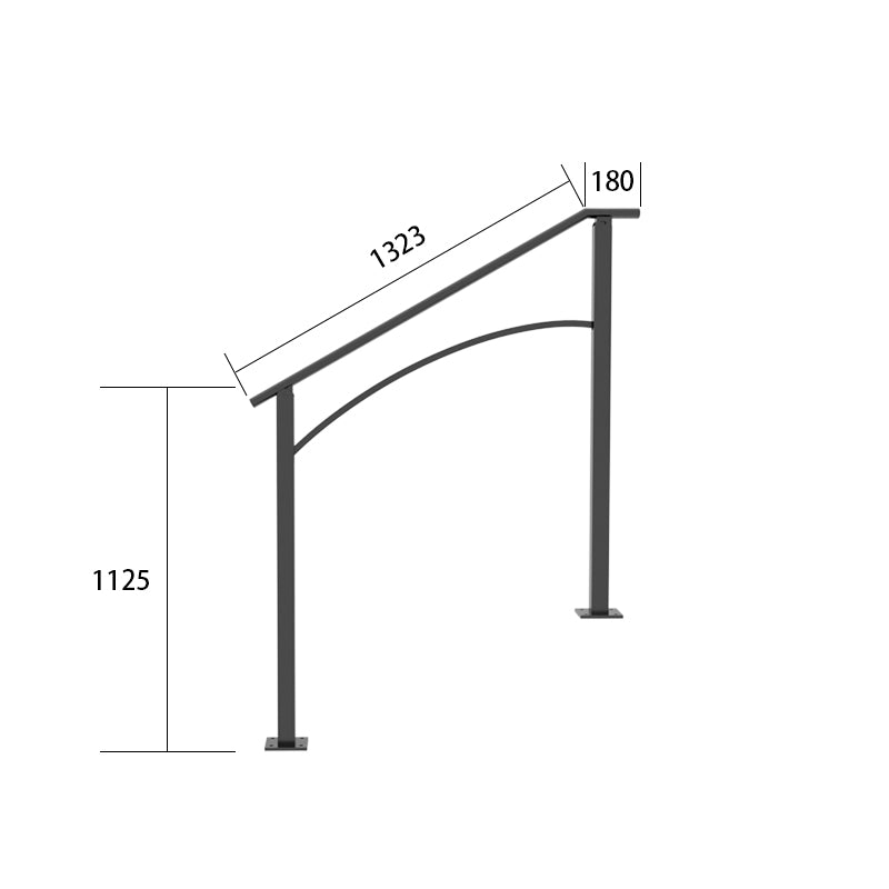 Handrails For Outdoor Steps, Fit 1 Or 3 Steps Outdoor Stair Railing, Black Wrought Iron Handrail, Flexible Front Porch Hand Rail, Transitional Handrails For Concrete Steps Or Wooden Stairs
