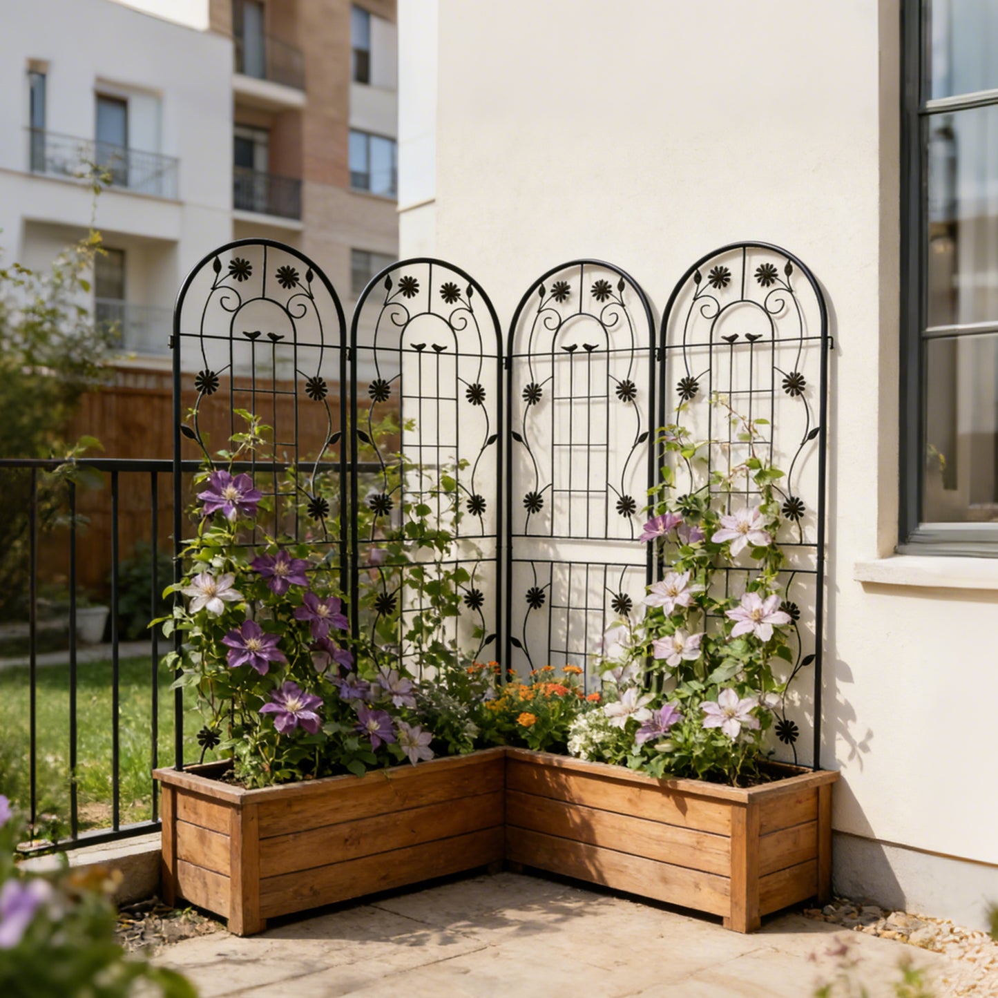 2 Pack Metal Garden Trellis 71  X 19.7  Rustproof Trellis For Climbing Plants Outdoor Flower Support Black
