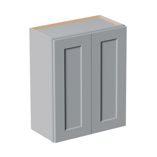 Gray Shaker Solid Wood Wall Cabinet With Soft-Close Doors, Adjustable Shelves - 24  Double Door Storage For Kitchen, Bathroom, Laundry, Garage  Easy Assembly, 24 W X 12 D X 30 H