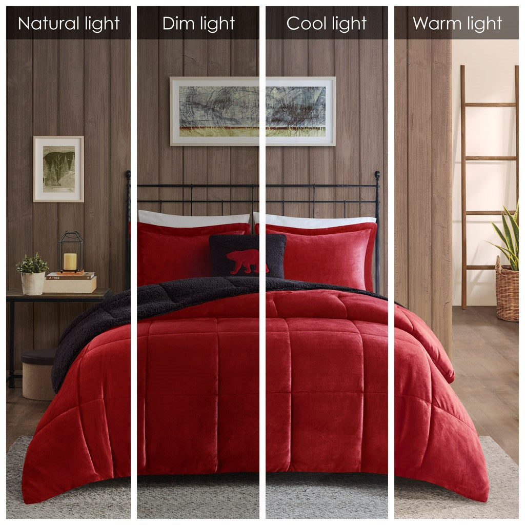 King Plush To Sherpa Down  Comforter Set