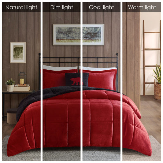 Full Queen Plush To Sherpa Down  Comforter Set