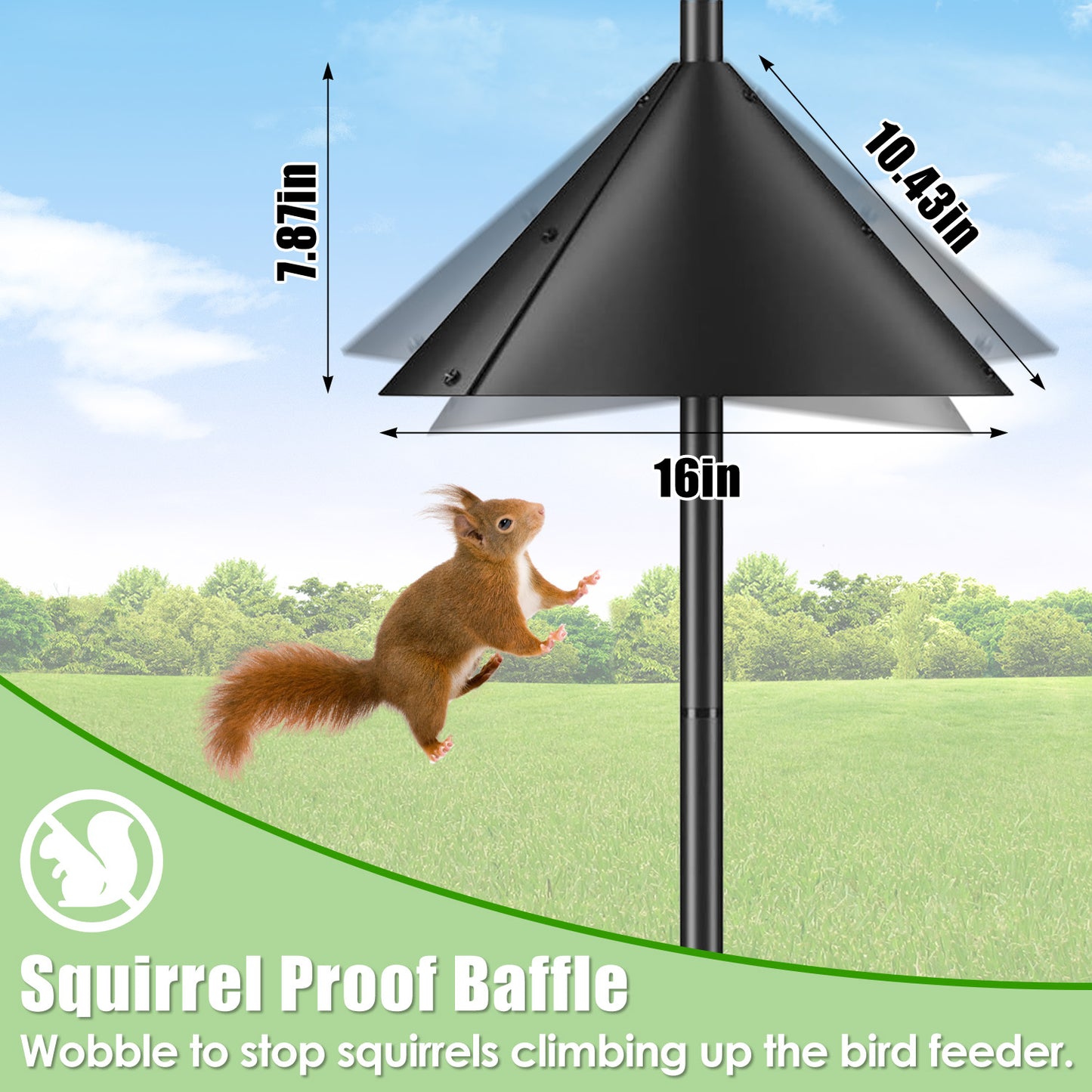 1Pc 94Inch Squirrel Proof Bird Feeder Pole Heavy-Duty Bird House Pole Outdoor Bird Feeding Station With 5 Adjustable Heights 4 Shepherd Hooks Top & Side Mount Brackets 5-Pronged Base