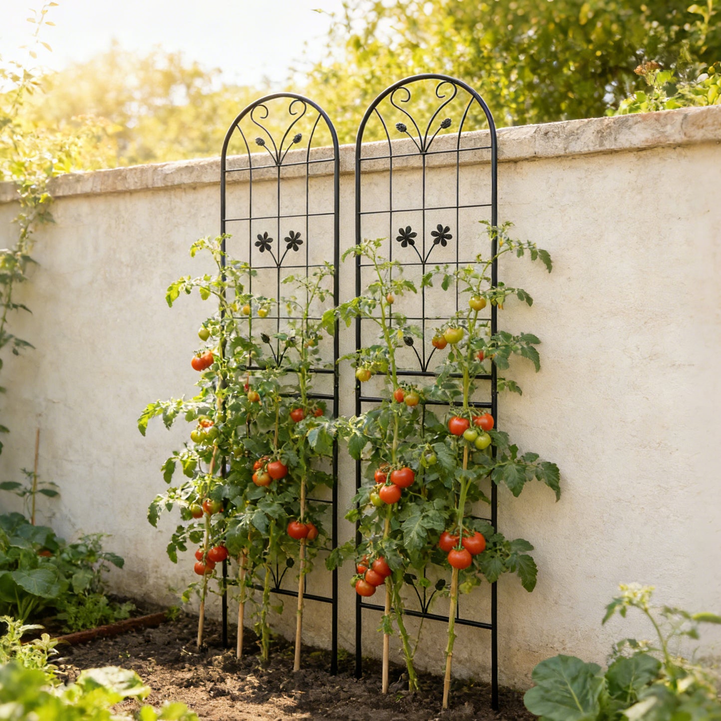 2 Pack Metal Garden Trellis 86.7  X 19.7  Rustproof Trellis For Climbing Plants Outdoor Flower Support Black