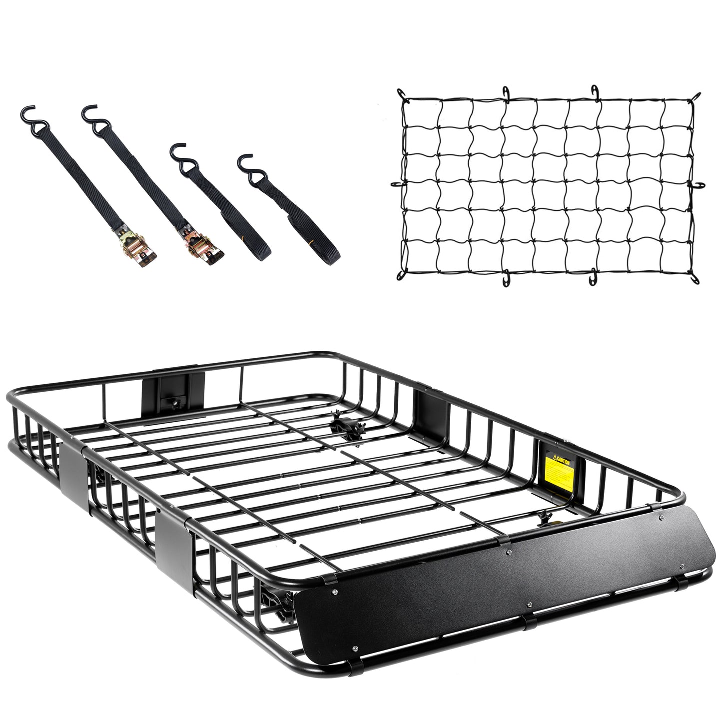 64 X 39 X 6 Inch Universal 250LB Heavy Duty Roof Rack Cargo With Cargo Net & Ratchet Straps, Car Top Luggage Holder Carrier Basket For SUV, Truck Or RV Camping Storage Steel Construction