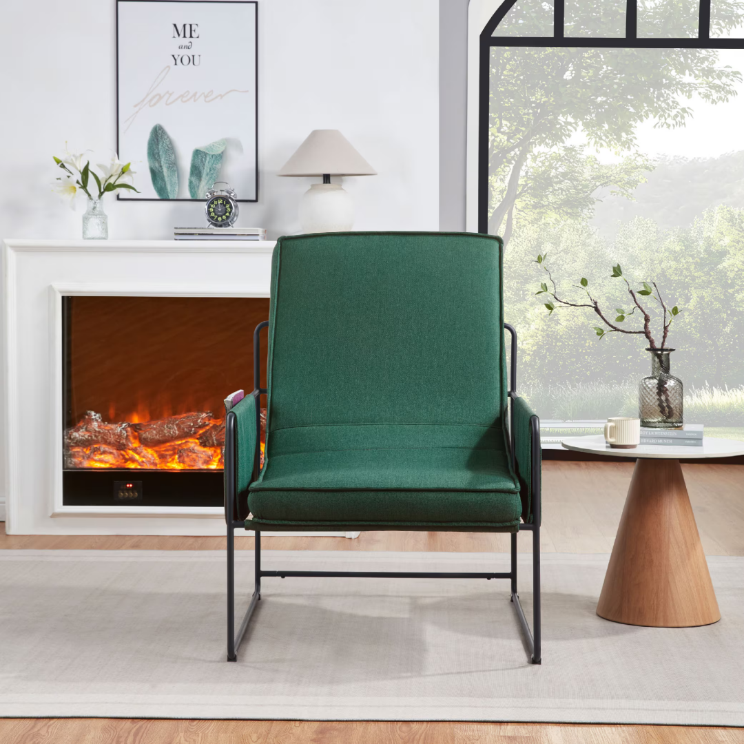 Sling Accent Chair,  Comfy Chair With Removable Cushion, Vanity Chair,  With Storage Bag For Living Room, Room Chair For Living  Room, Bedroom, Office, Green