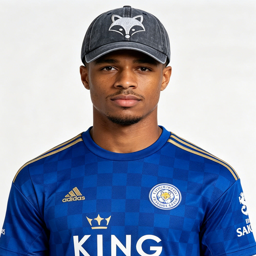 2pcs Fox Embroidered Vintage Washed Baseball Cap - Leicester City The Foxes World Cup Soccer Fan Hat, Adjustable Unisex Cotton Cap