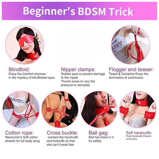 7pcs Bundled Alternative, Supplies Handcuffs Breast Clips Sexy Toys