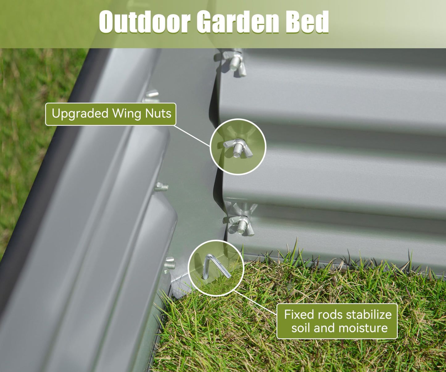 8x4x1 Ft Galvanized Raised Garden Bed, Outdoor Planter Garden Boxes Large Metal Planter Box For Gardening Vegetables Fruits Flowers, Silver