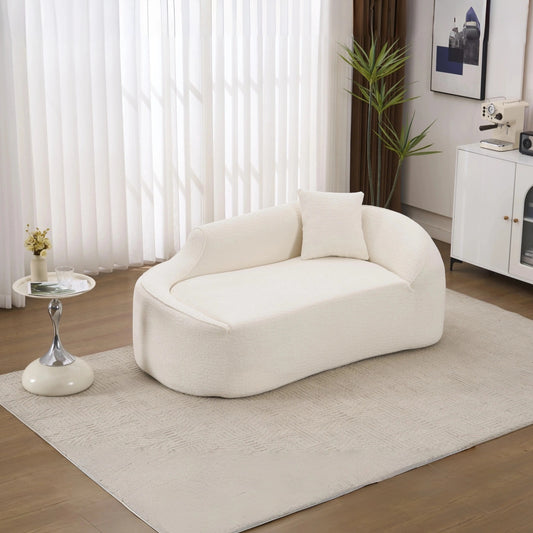 LY-048 Compression Curved Chaise Longue Chair Indoor  Modern Chenille Loveseat Couch With Deep Seat Sofa Bed With 1 Pillow  Sleeper Sofa Couch For Living Room  Bedroom  Apartment