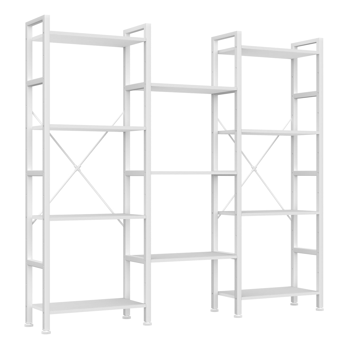 A Wide Bookshelf With Adjustable Shelves, Which Can Be Transformed Into An Industrial-style Display Unit With Three Columns And Four Layers.
