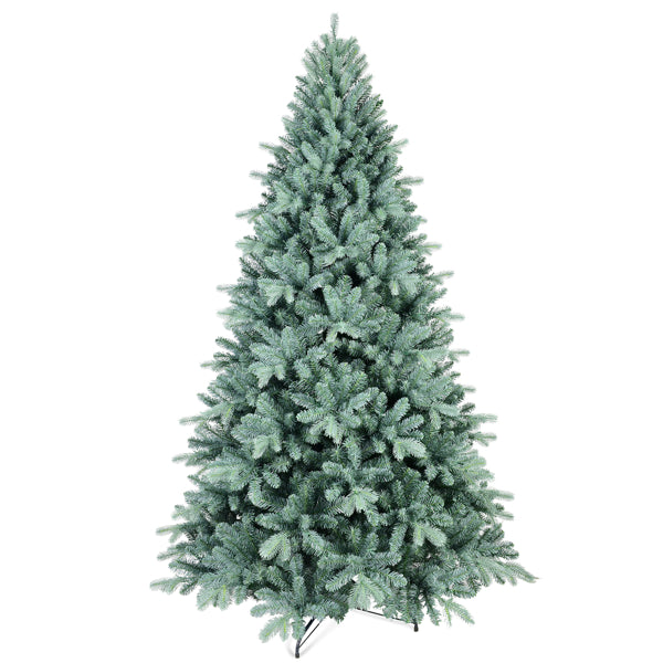 Artificial 6ft Blue Green Tint Christmas Tree With 1390 PE PVC Mixed Branch Tips, Memory Wire Iron Wire, Hinged Premium & Foldable Base For Indoor Holiday Decorating