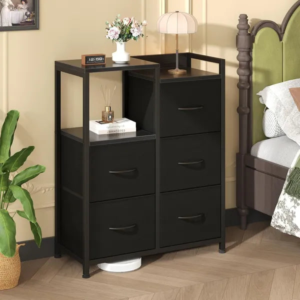 5 Drawer White Dressers For Bedroom 2 Tier Shelf Shelf Small Fabric Dresser For Closet Sturdy Metal Frame Modern Style Storage Cabinets Organization Units For Hallway Rooms