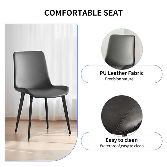 Dining Chairs 2PCS, Modern Kitchen & Dining Room Chairs, Upholstered Faux Leather Cushion Seat And Sturdy Metal Legs