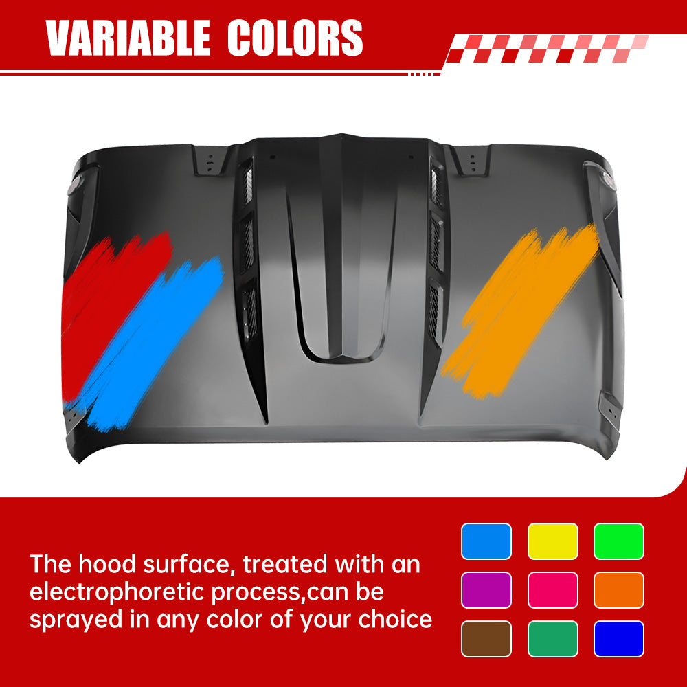 The Avenger Style Replacement Hood Compatible With 2007-2018 J Eep Wrangler JK JKU Unlimited Rubicon Black