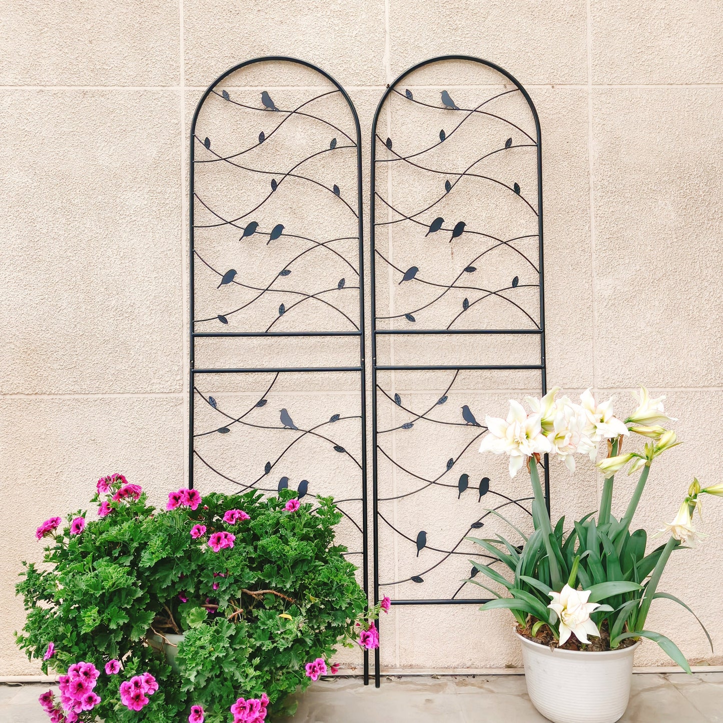 2 Pack Metal Garden Trellis 71  X 19.7  Rustproof Trellis For Climbing Plants Outdoor Flower Support Bird Deco Black