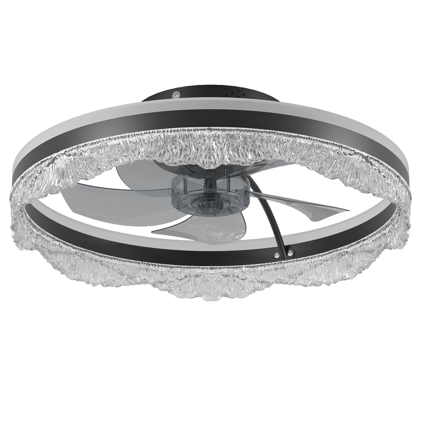 20 Smart Silent Ceiling Fan With Light  Crystal Flush Mount LED Fan Lamp With Hidden Blades And Natural Airflow System, Designed For Bedroom, Kids' Room And Study