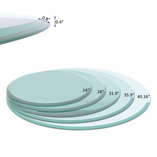 32  Inch Round Tempered Glass Table Top Clear Glass 2 5 Inch Thick Beveled Polished Edge