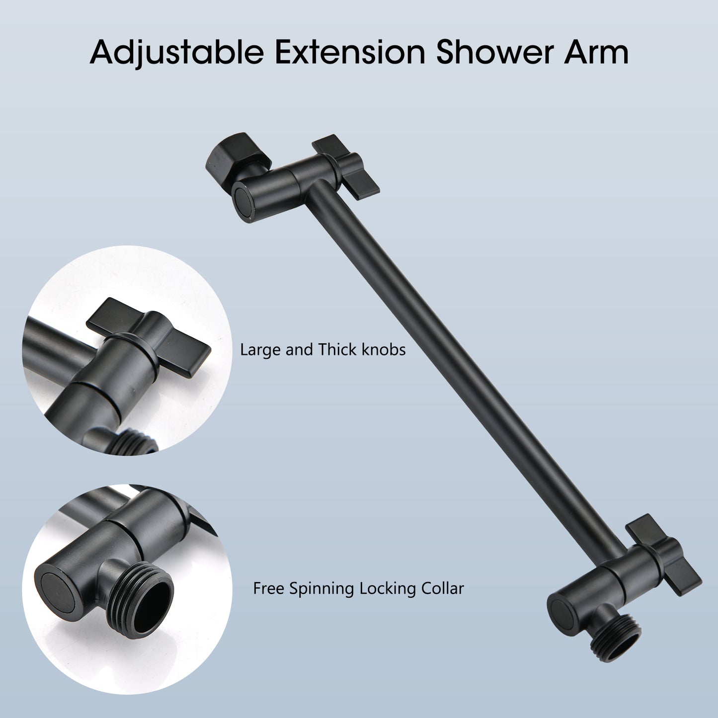 Shower Head, 10 Inch High Pressure Rainfall Shower Head Handheld Shower Combo With 11 Inch Extension Arm, 6 Settings Adjustable Anti-leak Shower Head With Holder Hose, Height Angle Adjustable