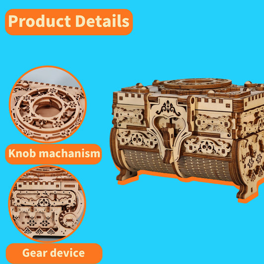 Sales Are Prohibited On The TEMU And SHEIN - 3D Wooden Puzzle Model Kits Antique Jewel Box DIY Home Decoration Model Birthday Or Christmas Gifts