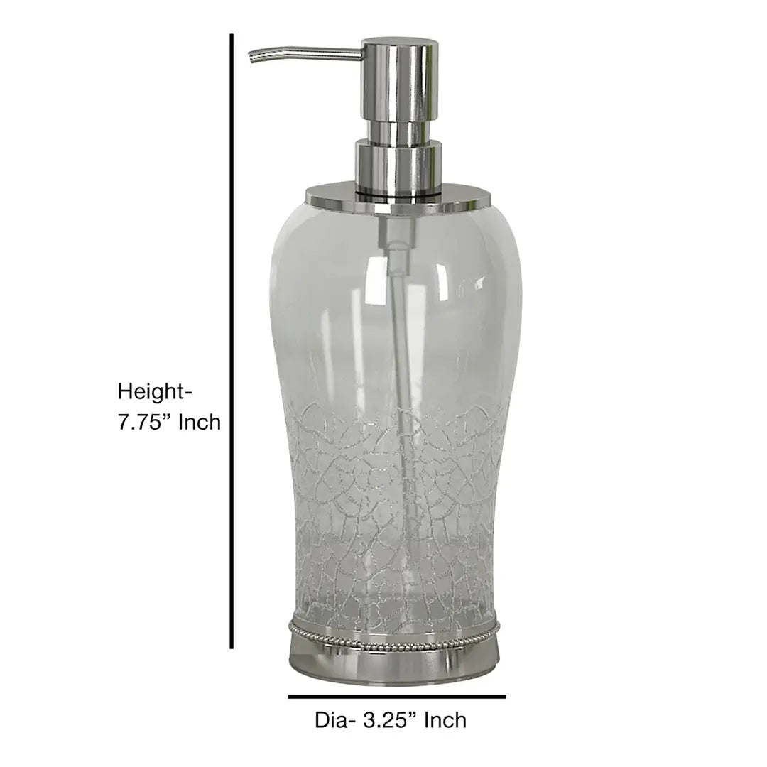 Glass Liquid Soap Dispenser Pump Bottle   Bathroom Vanity & Kitchen Sink,Holds Soap,Lotion & Sanitizer   Crackle Glass
