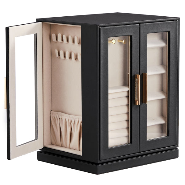 Four Sides With Storage, 5 Drawers That Can Rotate. Black Cabinet Body,   Velvet Fabric. Necklace Box.