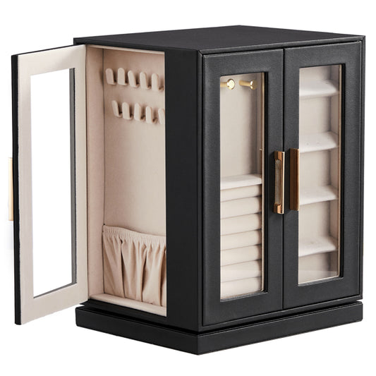 Four Sides With Storage, 5 Drawers That Can Rotate. Black Cabinet Body, Velvet Fabric. Necklace Box.