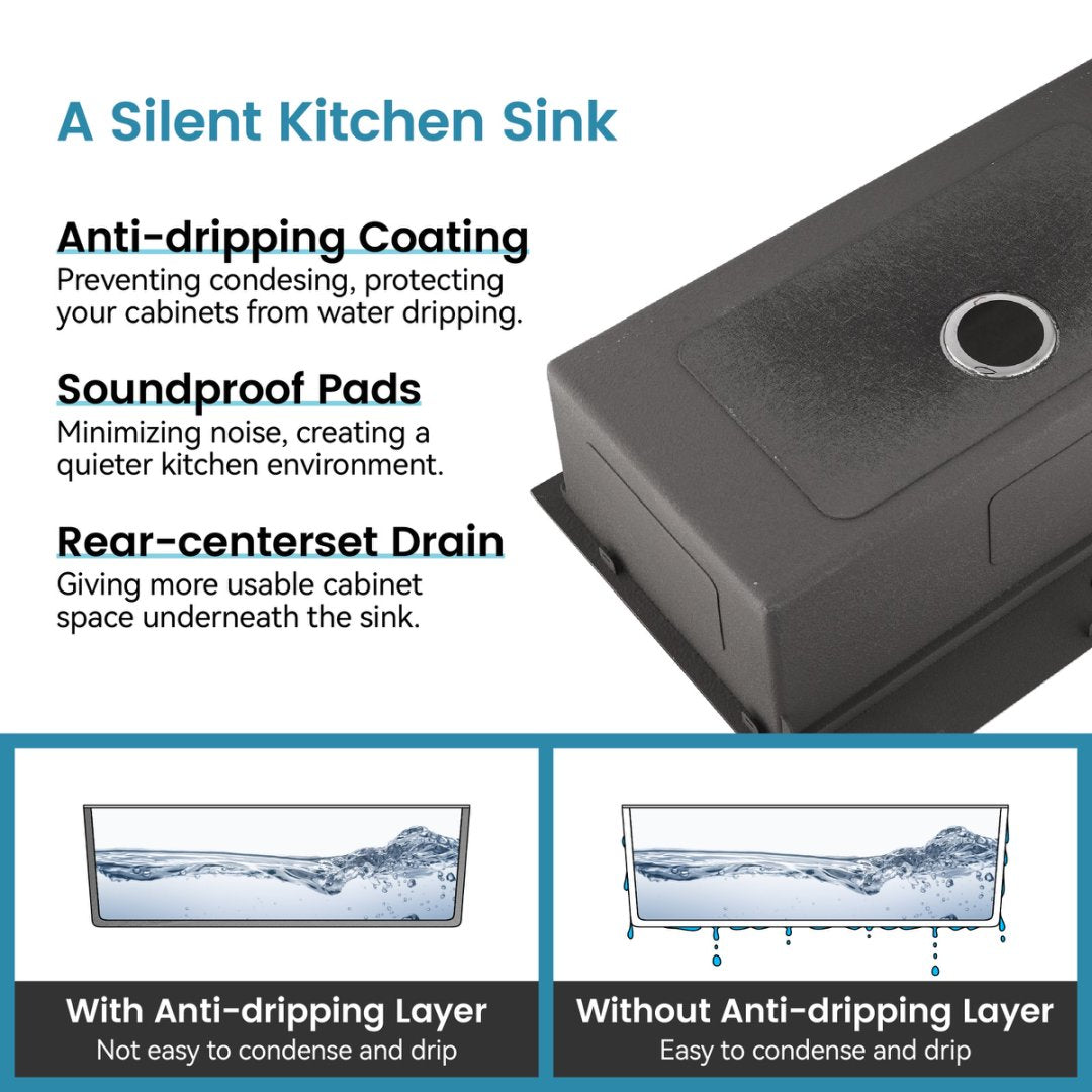 Stainless Steel Kitchen Sink, Single Bowl, Undermount Handmade Sink In Black, With Cutting Board, Colander