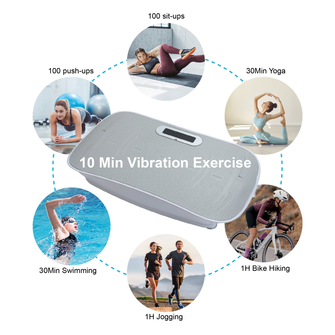 Full Body Vibration Platform Crazy Fitness Massage 10-Frequency Weight Loss & Fat Burner Shaking Machine For Unisex Grey 034