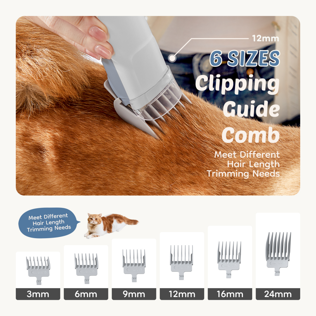Professional Dog Grooming Clippers With 2.5L Cup, 3 Suction Modes, Cordless Clippers, 5 Groomer Tools, Low Noise Pet Hair Trimmer For