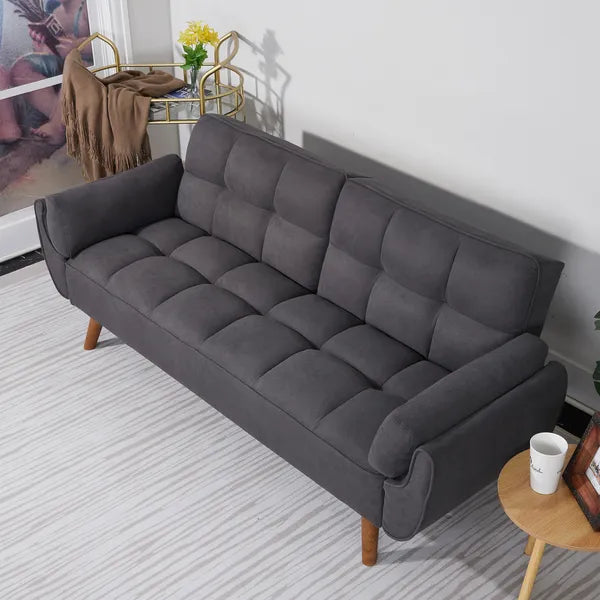 75' Flared Arm Convertible Sleeper Sofa-Dark Gray
