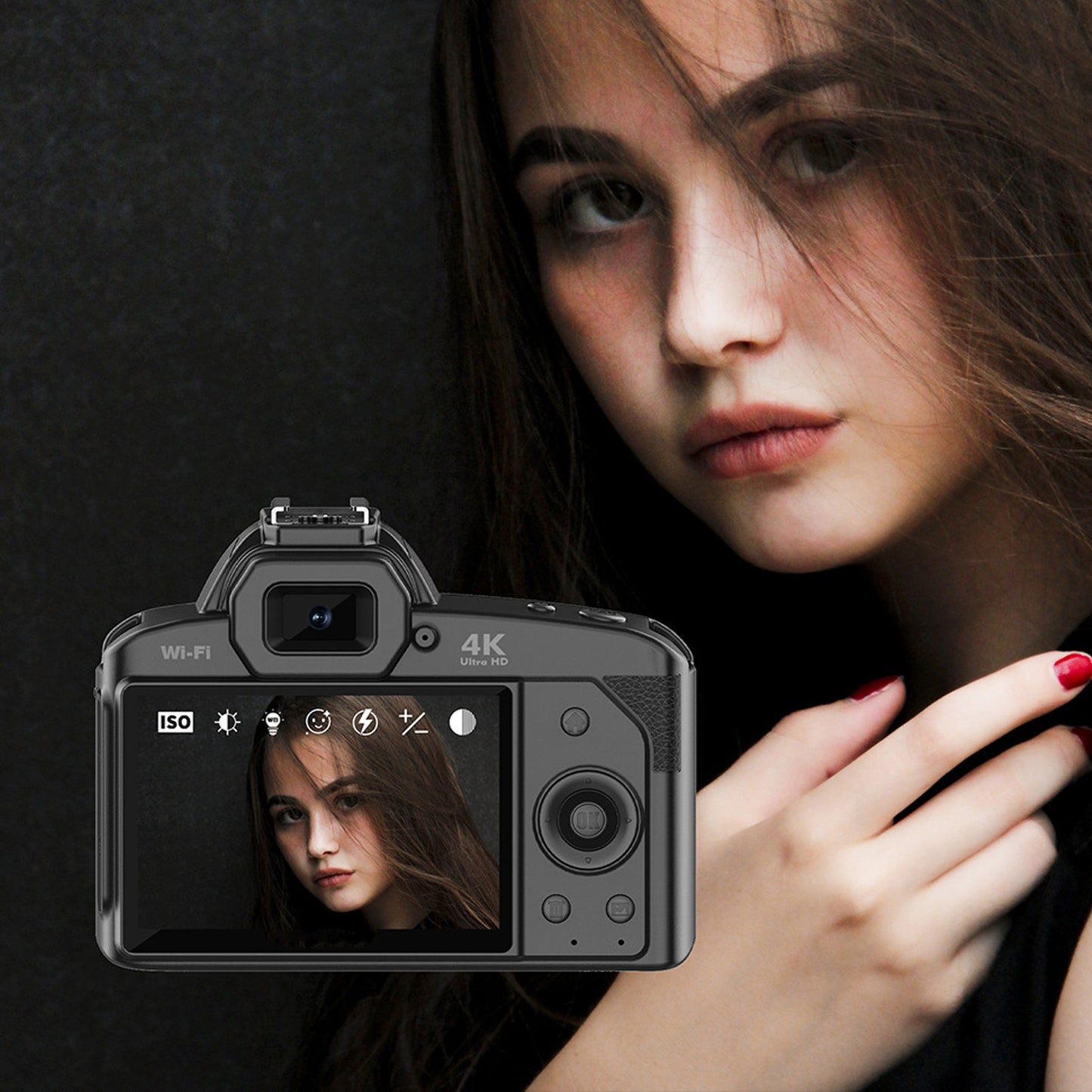 Digital Camera 3 Inch IPS Screen 4K 64MP 16x Digital Zoom Night Vision Wireless Dual Cameras Camcorder With Memory Card 32G