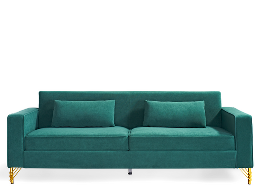 Aesthetic 85.8   Velvet Sofas For Living Room, 3 Seater Couch With Classic Modern Appeal And Luxurious Soft Comfort, Easy To Maintain, Green