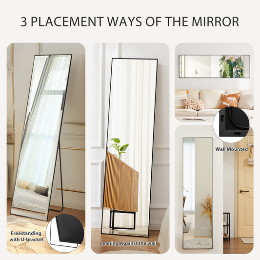 56x15  Rectangle Full Length Mirror, Full Body Standing Mirror Floor Mirrors