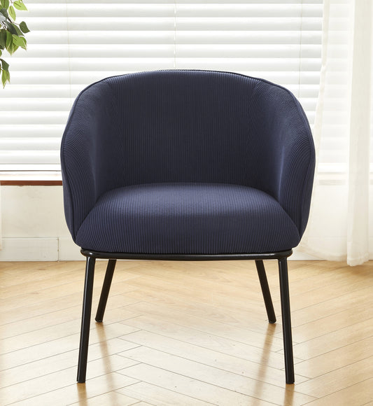 Modern Corduroy Accent Chair, Upholstered Armchair With Metal Legs, Mid-Century Barrel Chair For Living Room Bedroom, Easy Assembly
