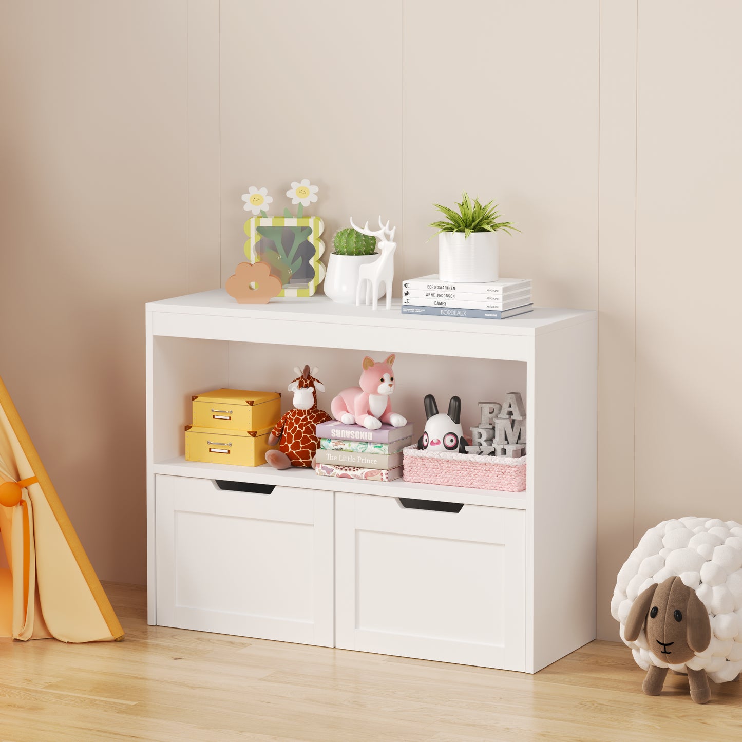 Book Organizer, Toy Storage Cabinet Organizer, White