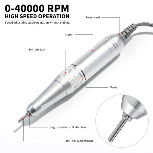 40000RPM Nail Drill Professional Cordless Electric Nail Drill Machine Rechargeable Portable Acrylic Gel Grinder Tools With 6 Bits And Sanding Bands For Manicure Pedicure Carve Polish