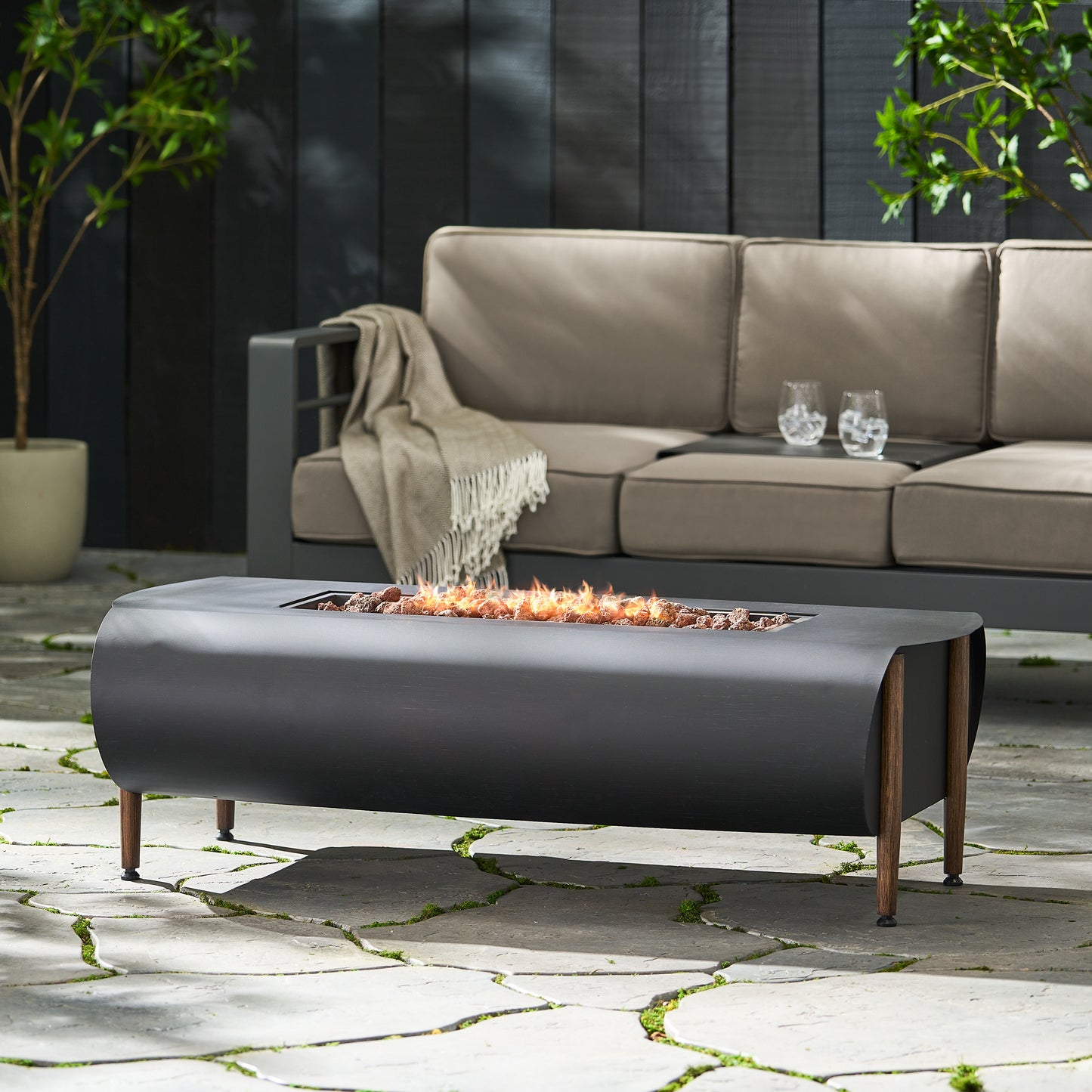 VERNON RECTANGLE FIRE PIT - 50,000BTU Tank Cover Not Included