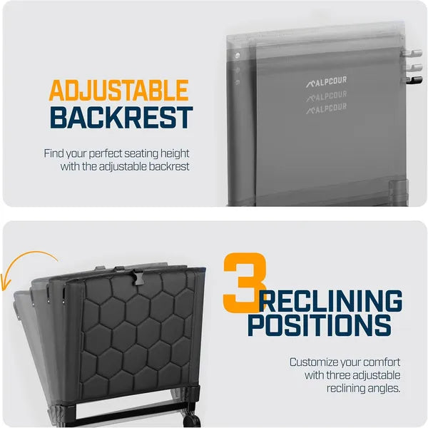 Alpcour Folding Reclining Stadium Seat With Back Support For Bleachers
