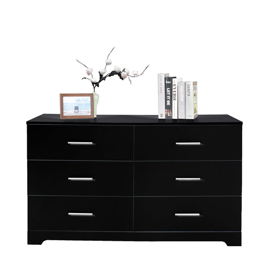Black Particle Board With Triamcinol, Six Drawer Cabinet