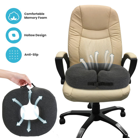 1Pc Donut Pillow Seat Cushion Memory Foam Donut Chair Cushions Ergonomic Seat Cushion Pad For Coccyx Prostate Sciatica Pelvic Floor Pressure Sores Office Home Use
