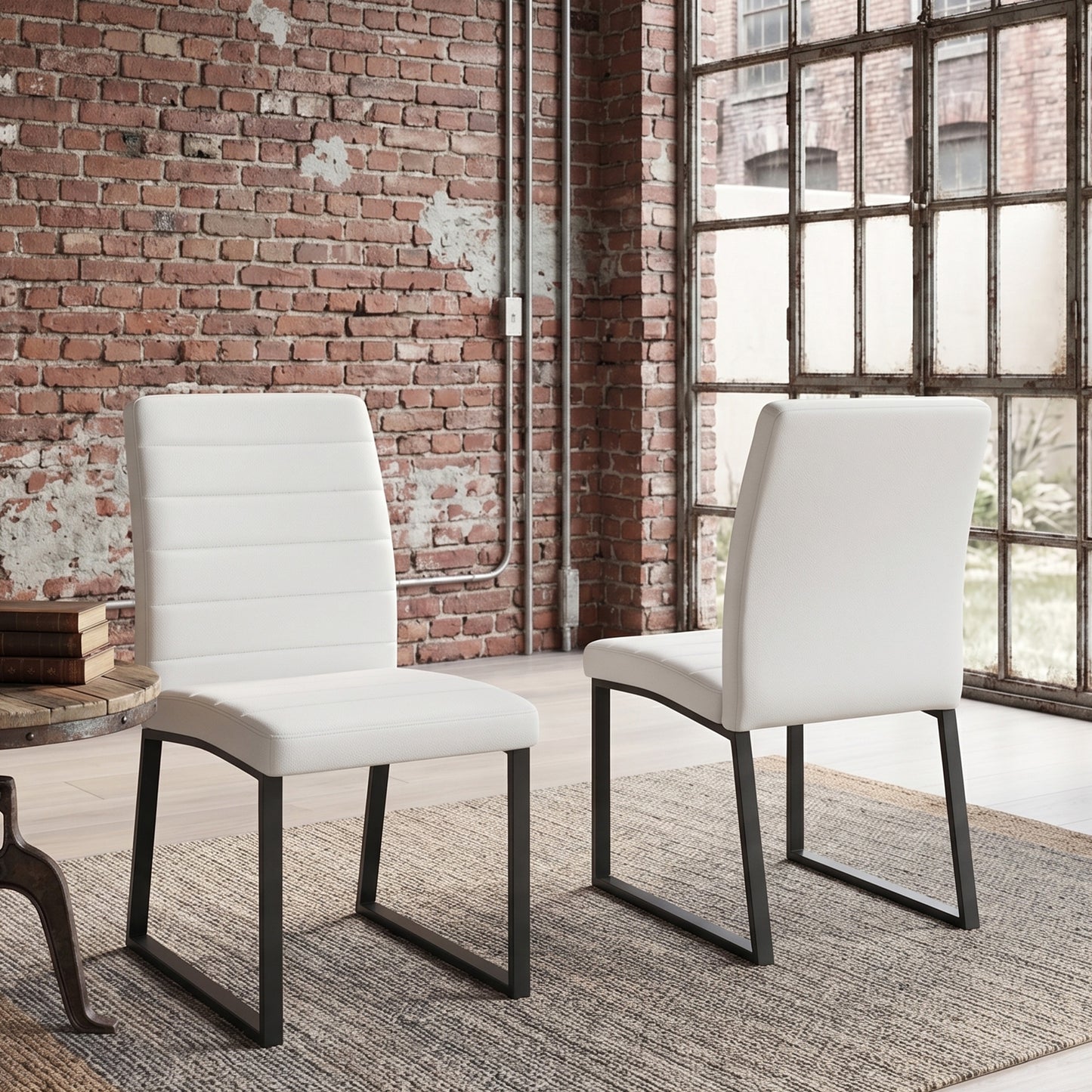 2-Pack - Premium PU Office Dining Chairs With High-density Foam, Sturdy Iron Legs  Spray Paint , Multiple Colors. Easy Assembly