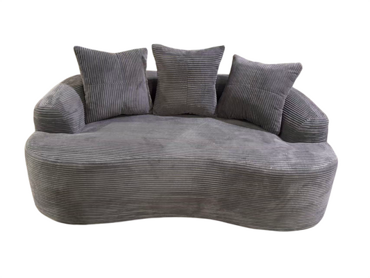 65.35   Curved Loveseat Sofa With Pocket Spring Cushions For Soft Seating, Small Space Couch With 3 Throw Pillows, No Assembly Needed, Grey
