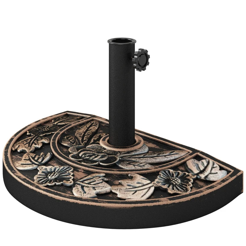 20lbs Half Round Patio Umbrella Base Outdoor Decorative Resin Parasol Stand Holder ForPole, For Lawn, Deck, Backyard, Garden, Bronze